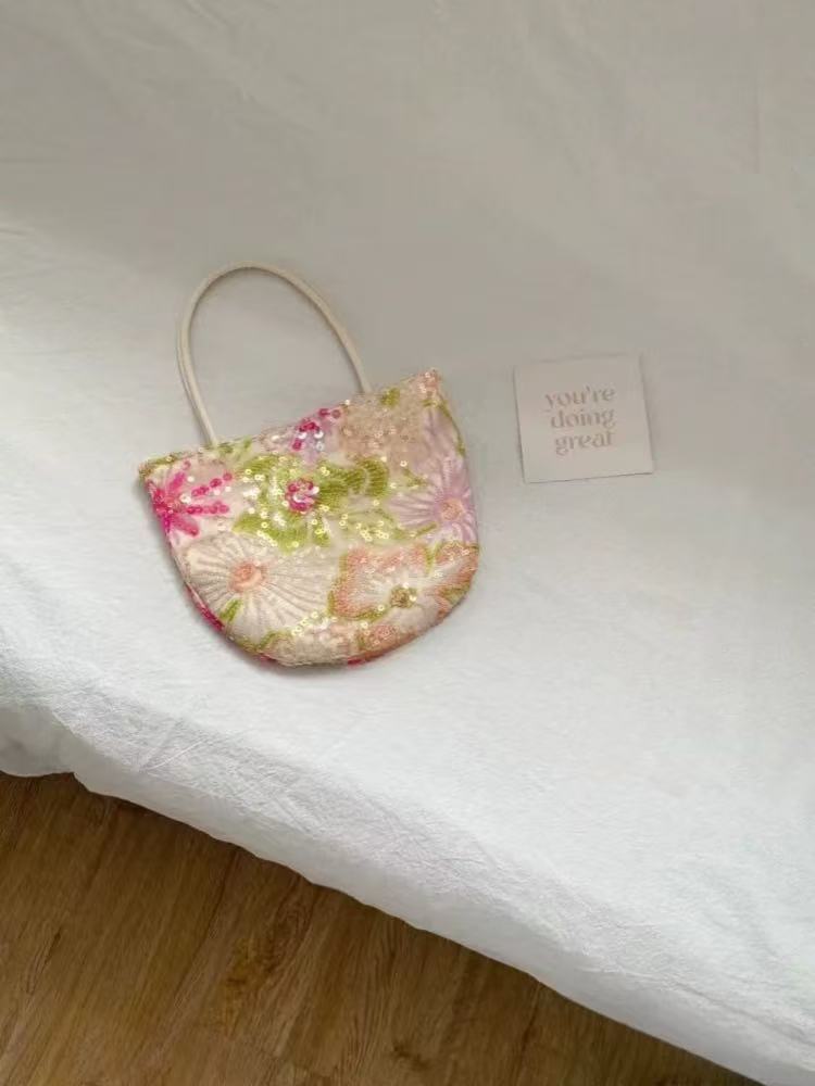 2025 Spring Women's Floral Embroidered Sequin Tote Bag, Casual Large Capacity Crossbody Bag, Versatile Fashion Accessory 2025 Spring Women's Floral Embroidered Sequin Tote Bag, Casual Large Capacity Crossbody Bag, Versatile Fashion Accessory