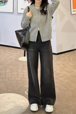 2025 Straight-Leg Jeans for Women, Narrow Wide-Leg Pants for Petite & Plus-Size, Slimming Loose Fit Fashion