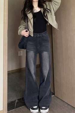 2025 Straight-Leg Jeans for Women, Narrow Wide-Leg Pants for Petite & Plus-Size, Slimming Loose Fit Fashion