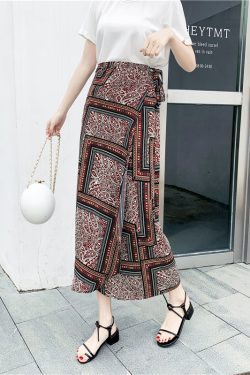 2025 Summer A-Line Floral Beach Skirt for Curvy Hips & Thighs - Irregular Long Design, Perfect for Boho and Y2K Styles