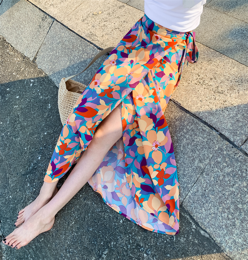 2025 Summer A-Line Floral Beach Skirt for Curvy Hips & Thighs - Irregular Long Design, Perfect for Boho and Y2K Styles 2025 Summer A-Line Floral Beach Skirt for Curvy Hips & Thighs - Irregular Long Design, Perfect for Boho and Y2K Styles