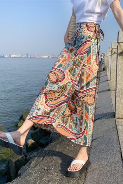 2025 Summer A-Line Floral Beach Skirt for Curvy Hips & Thighs - Irregular Long Design, Perfect for Boho and Y2K Styles