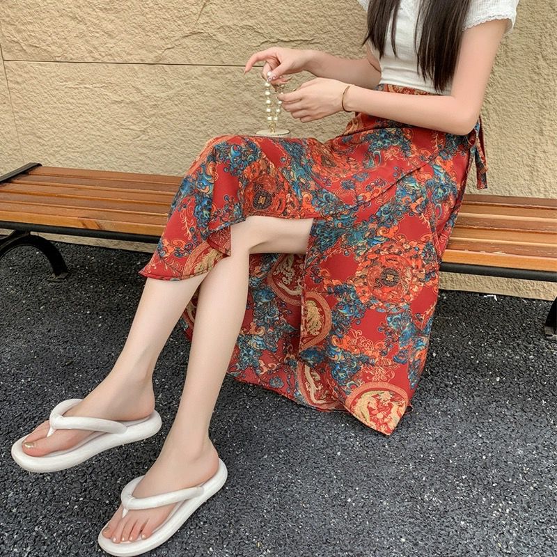 2025 Summer A-Line Floral Beach Skirt for Curvy Hips & Thighs - Irregular Long Design, Perfect for Boho and Y2K Styles 2025 Summer A-Line Floral Beach Skirt for Curvy Hips & Thighs - Irregular Long Design, Perfect for Boho and Y2K Styles