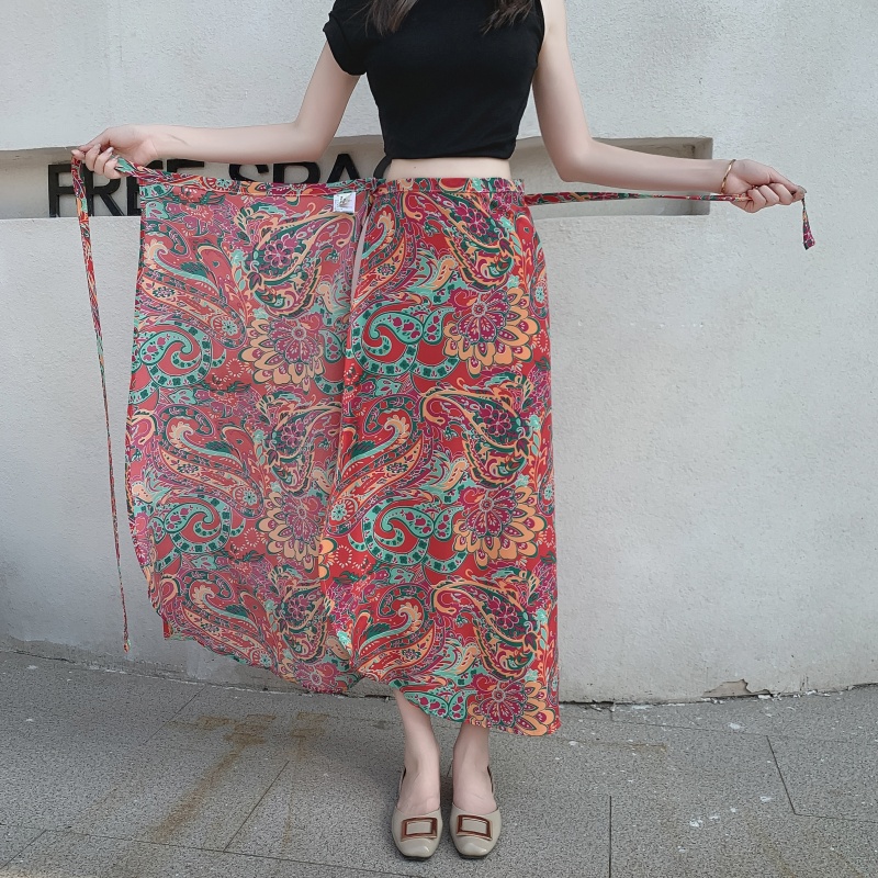 2025 Summer A-Line Floral Beach Skirt for Curvy Hips & Thighs - Irregular Long Design, Perfect for Boho and Y2K Styles 2025 Summer A-Line Floral Beach Skirt for Curvy Hips & Thighs - Irregular Long Design, Perfect for Boho and Y2K Styles