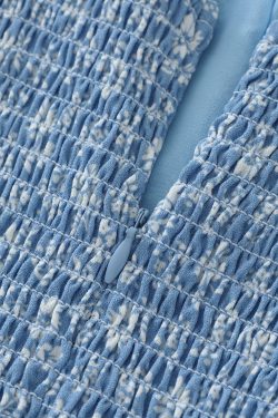 2025 Summer Blue Floral Dress for Petite Women - French-Style Vacation Short Dress