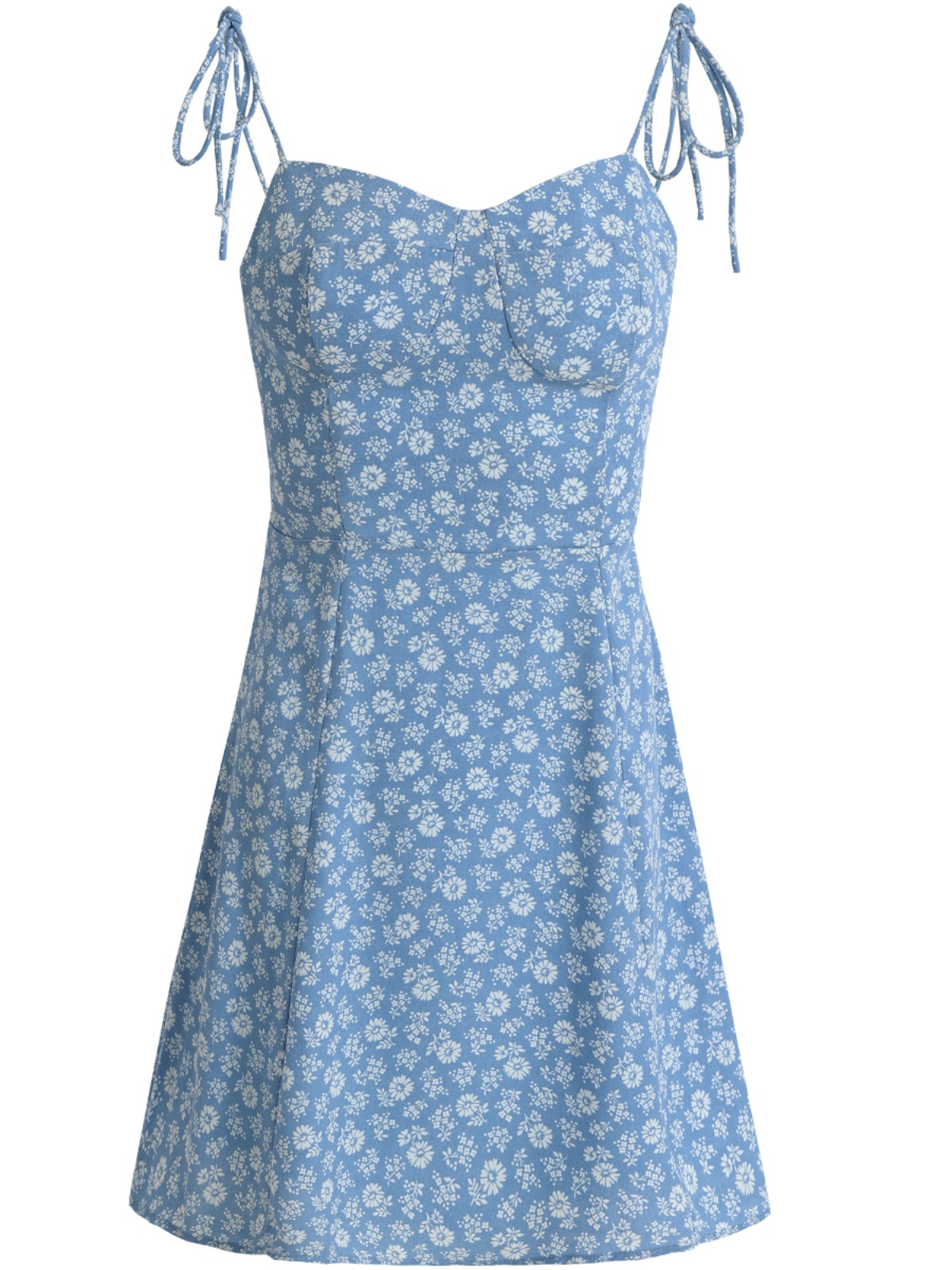 2025 Summer Blue Floral Dress for Petite Women - French-Style Vacation Short Dress 2025 Summer Blue Floral Dress for Petite Women - French-Style Vacation Short Dress