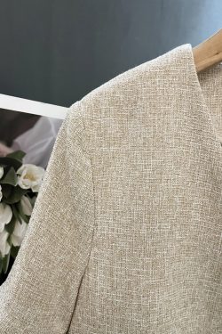 2025 Summer Off-White Women's Vintage High-End Short Suit Jacket - Chic 90s Inspired Design