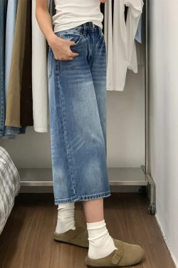 2025 Summer Plus Size American Retro Wide-Leg Jeans for Women - Loose Mid-Length Fashion Pants