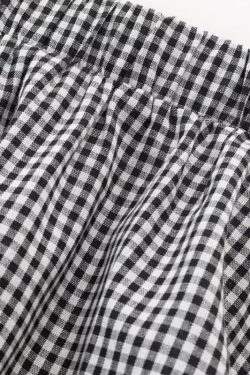 2025 Summer Ruffled Spliced Plaid Mid-Length Skirt with Elastic Waist for Women - Trendy Casual Fashion