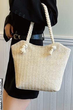 2025 Summer Straw Woven Shoulder Bag for Women - Large Capacity High-Quality Commuting Tote, Trendy Niche Design