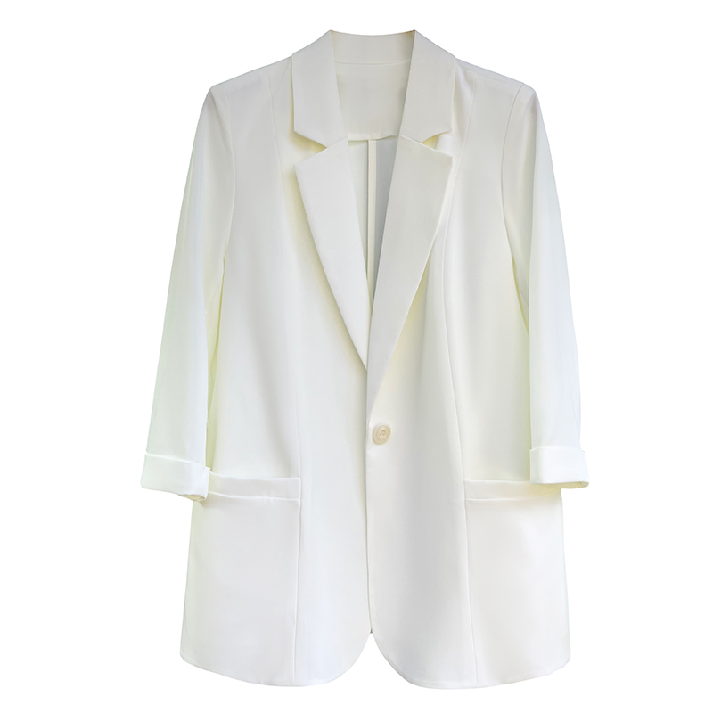 2025 Summer Thin Draped White Blazer for Women, Casual Professional One-Button Suit, Chic Office Wear 2025 Summer Thin Draped White Blazer for Women, Casual Professional One-Button Suit, Chic Office Wear