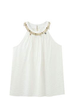 2025 Summer Women's Berry Purple Neck-Hanging Beach Top, Loose Fit Flattering Tank Top, Trendy Casual Style