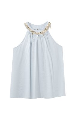 2025 Summer Women's Berry Purple Neck-Hanging Beach Top, Loose Fit Flattering Tank Top, Trendy Casual Style