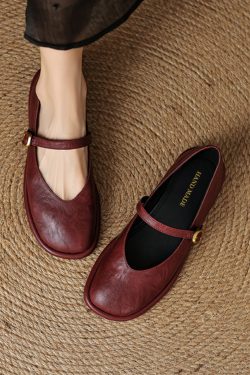 2025 Summer Women's Lambskin Mary Jane Flats - Round Toe, Shallow Mouth, Large Size 41-43, Trendy Casual Footwear