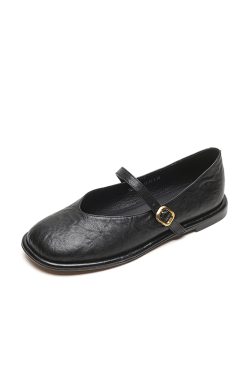 2025 Summer Women's Lambskin Mary Jane Flats - Round Toe, Shallow Mouth, Large Size 41-43, Trendy Casual Footwear