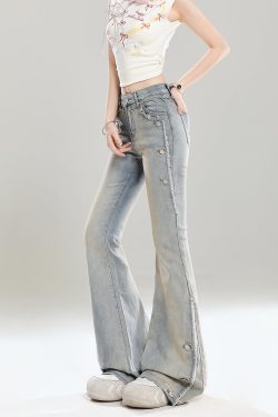 2025 Summer Women's Retro Flared Jeans, Slim Fit Bell-Bottom Pants, American Style, Popular Straight Leg Design