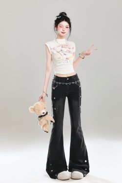 2025 Summer Women's Retro Flared Jeans, Slim Fit Bell-Bottom Pants, American Style, Popular Straight Leg Design