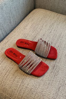 2025 Summer Women's Water Drill One-Word Sandals - Fairy Style Flat Korean Cool Footwear for Outdoor Wear