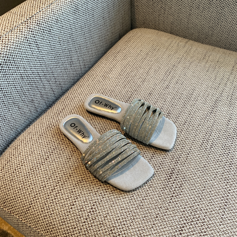 2025 Summer Women's Water Drill One-Word Sandals - Fairy Style Flat Korean Cool Footwear for Outdoor Wear 2025 Summer Women's Water Drill One-Word Sandals - Fairy Style Flat Korean Cool Footwear for Outdoor Wear