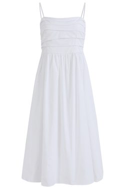 2025 Summer Women's White Spaghetti Strap Evening Gown - French-Style Long Dress for Vacation and Special Occasions