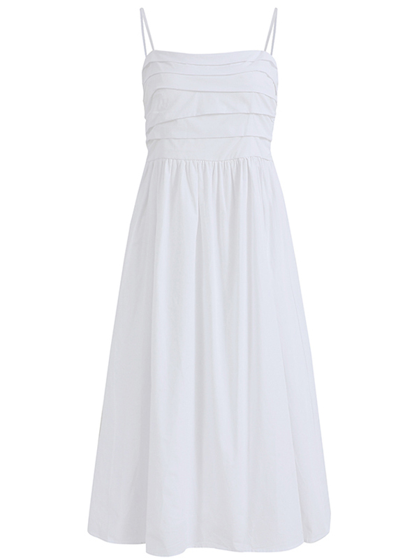 2025 Summer Women's White Spaghetti Strap Evening Gown - French-Style Long Dress for Vacation and Special Occasions 2025 Summer Women's White Spaghetti Strap Evening Gown - French-Style Long Dress for Vacation and Special Occasions