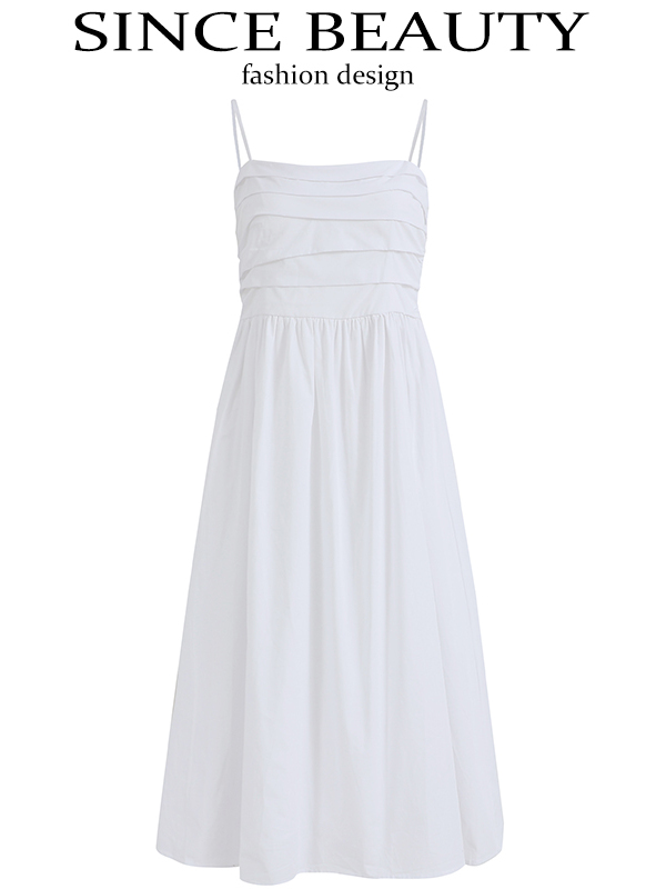 2025 Summer Women's White Spaghetti Strap Evening Gown - French-Style Long Dress for Vacation and Special Occasions 2025 Summer Women's White Spaghetti Strap Evening Gown - French-Style Long Dress for Vacation and Special Occasions