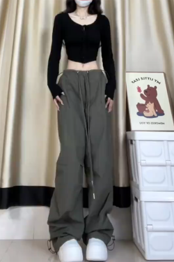 2025 Trendy American-Style Wide-Leg Cargo Pants for Women, Casual Retro Slim-Fit Street Dance & Jazz Sports Trousers