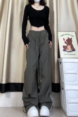 2025 Trendy American-Style Wide-Leg Cargo Pants for Women, Casual Retro Slim-Fit Street Dance & Jazz Sports Trousers