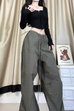 2025 Trendy American-Style Wide-Leg Cargo Pants for Women, Casual Retro Slim-Fit Street Dance & Jazz Sports Trousers