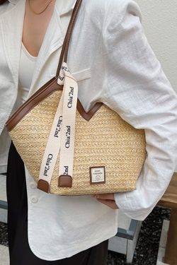 2025 Trendy Retro Hand-Woven Straw Tote Bag for Women - Large Capacity Versatile Shoulder Commuter Bag