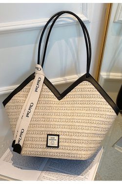 2025 Trendy Retro Hand-Woven Straw Tote Bag for Women - Large Capacity Versatile Shoulder Commuter Bag