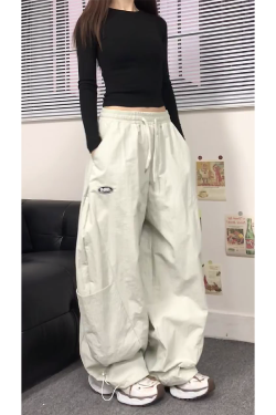 2025 Women's American Casual Cargo Pants, Loose Straight Wide-Leg Hip-Hop Style, Street Dance Fashion