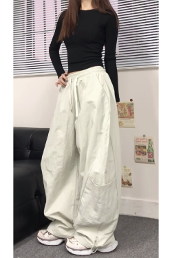 2025 Women's American Casual Cargo Pants, Loose Straight Wide-Leg Hip-Hop Style, Street Dance Fashion