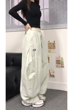 2025 Women's American Casual Cargo Pants, Loose Straight Wide-Leg Hip-Hop Style, Street Dance Fashion