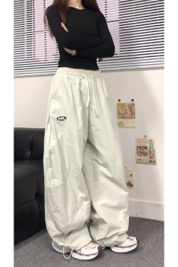 2025 Women's American Casual Cargo Pants, Loose Straight Wide-Leg Hip-Hop Style, Street Dance Fashion