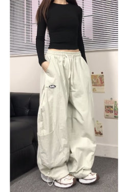 2025 Women's American Casual Cargo Pants, Loose Straight Wide-Leg Hip-Hop Style, Street Dance Fashion