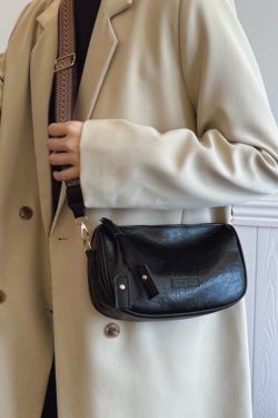 2025 Women's Boston Bag - High-End Baguette Shoulder Bag with Trendy Wide Strap - Chic Crossbody Small Pillow Bag