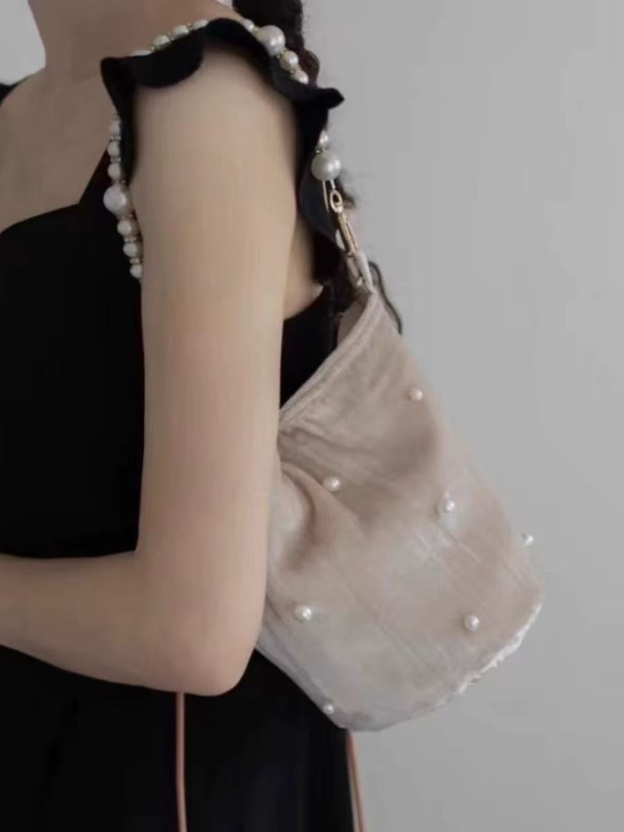2025 Women's Chinese-Style High-End Pearl Velvet Bucket Bag - Niche Design Shoulder Crossbody Bag 2025 Women's Chinese-Style High-End Pearl Velvet Bucket Bag - Niche Design Shoulder Crossbody Bag