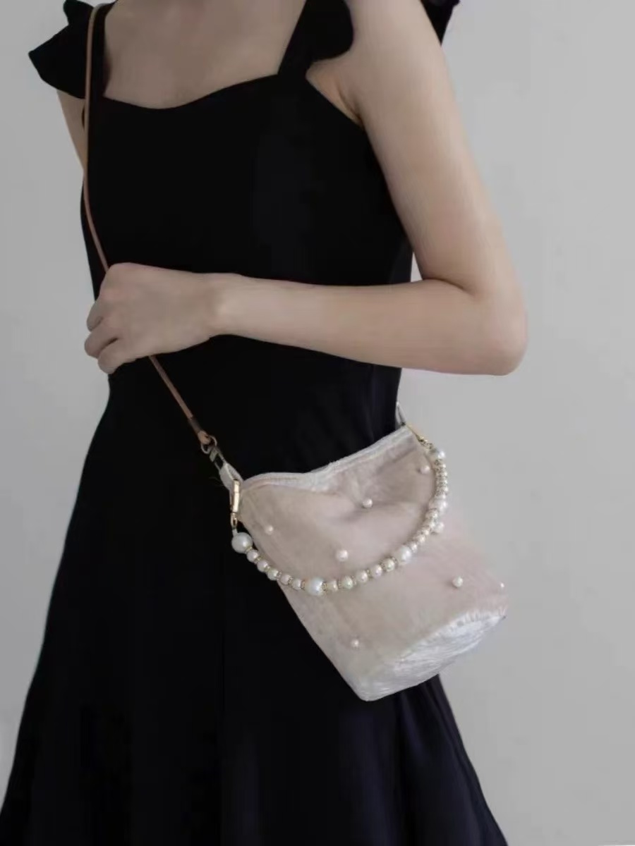 2025 Women's Chinese-Style High-End Pearl Velvet Bucket Bag - Niche Design Shoulder Crossbody Bag 2025 Women's Chinese-Style High-End Pearl Velvet Bucket Bag - Niche Design Shoulder Crossbody Bag