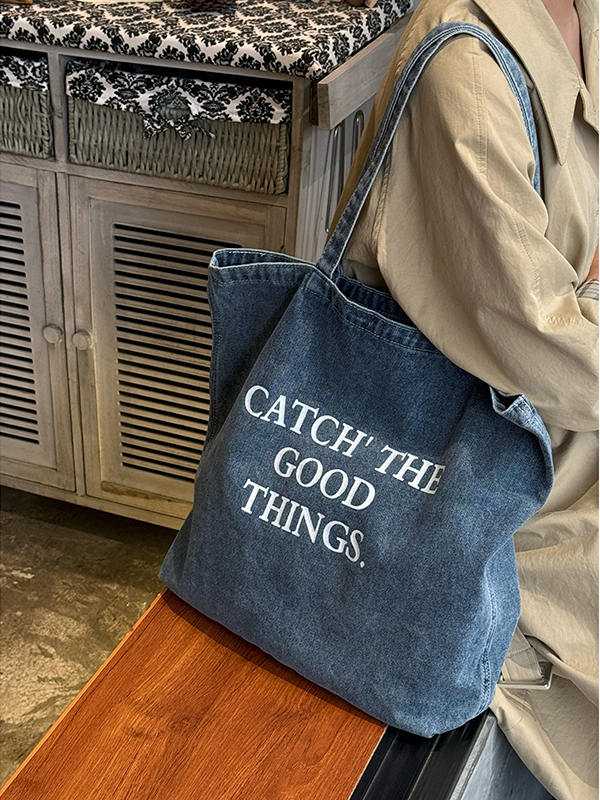 2025 Women's Large Capacity Denim Canvas Tote Bag, Casual Versatile Shoulder Bag in Trendy Style 2025 Women's Large Capacity Denim Canvas Tote Bag, Casual Versatile Shoulder Bag in Trendy Style