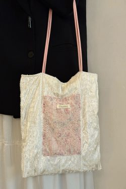 2025 Women's Pearl Luster Lace Canvas Bag - Large Capacity Commuter Tote Shoulder Bag for Students