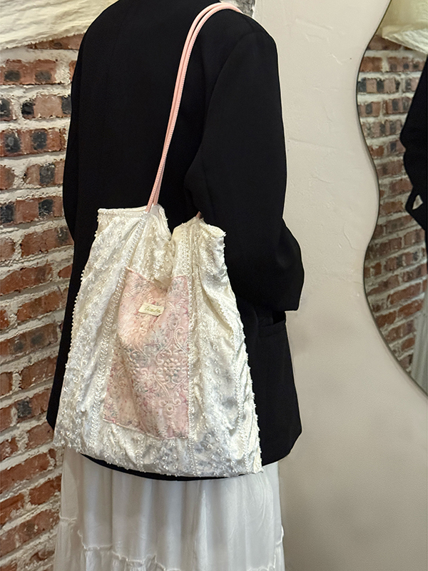 2025 Women's Pearl Luster Lace Canvas Bag - Large Capacity Commuter Tote Shoulder Bag for Students 2025 Women's Pearl Luster Lace Canvas Bag - Large Capacity Commuter Tote Shoulder Bag for Students