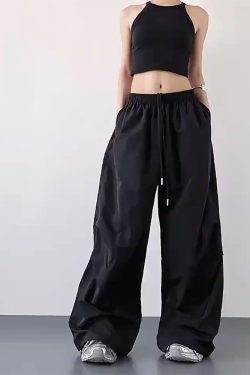 2025 Women's Red Cargo Pants - American Style Loose Parachute Pants, Slimming Drape, Hip-Hop Casual Sportswear