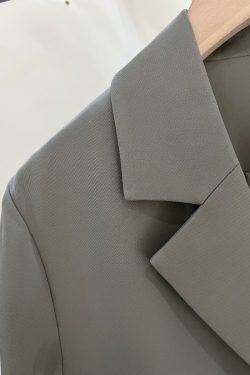 2025 Women's Vintage Short Blazer - Summer Thin Gray Textured Suit Jacket, Stylish High-Quality Fashion