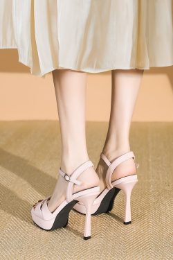 2025 Women's Waterproof Platform Sandals - Sexy One-Strap High Heels for Summer, Versatile Fashionable Shoes for Skirts