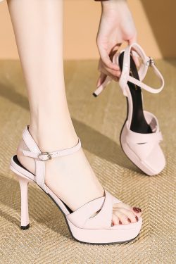 2025 Women's Waterproof Platform Sandals - Sexy One-Strap High Heels for Summer, Versatile Fashionable Shoes for Skirts