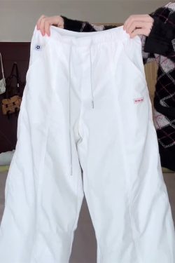 2025 Women's White Wide-Leg Work Pants, Loose Draped American Style, Casual Korean Fashion
