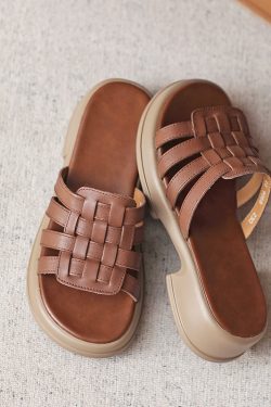 3.5 cm Italian-Style Soft Sole Handmade Woven Sandals - Comfortable Summer Korean Version