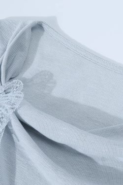 3D Butterfly Blue Off-Shoulder Top - Unique Waist-Cinched Blouse, Stylish Women's T-Shirt for Y2K and Casual Looks