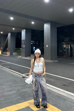 3D Deep Reshape Grunge Aged Layered Chain Print Loose Baggy Straight Pants for Y2K Style Fashion